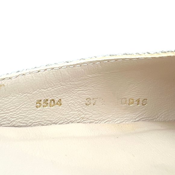 L.K. Bennett Alex Ankle Strap Pump Leather Pointed Toe Metallic Short Wedge - 7 - Picture 5 of 10